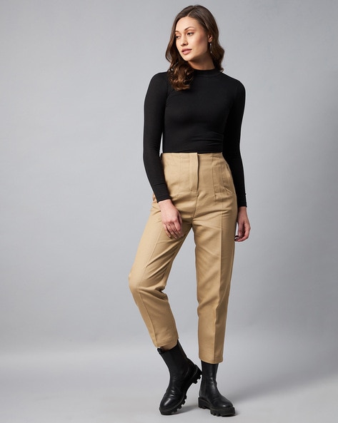 Buy Beige Trousers & Pants for Women by ORCHID BLUES Online