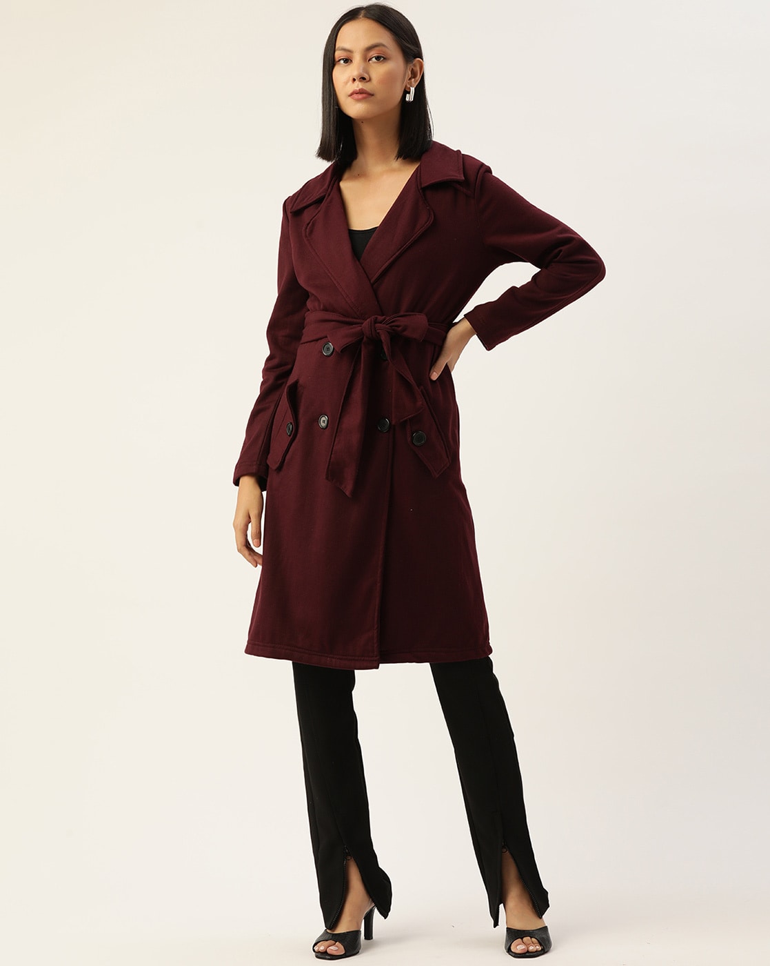 Burgundy store trench coat