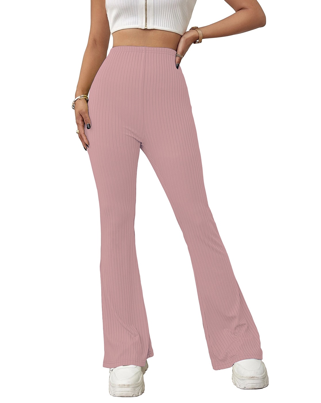 Buy Women's Pink Flared Lounge Pants Online