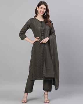 Embroidered Straight Kurta Suit Set-image-15