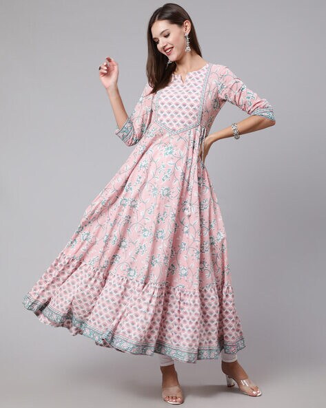 Leaf Print Flared Kurta