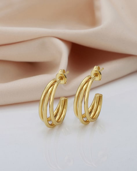 Lilly & Sparkle Gold Toned Double Half Hoop Earrings Gold Online in India,  Buy at Best Price from Firstcry.com - 14318217