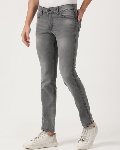 Buy Men Grey Light Wash Slim Fit Jeans Online - 678179