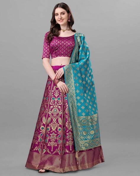 Buy Purple & Blue Lehenga Choli Sets for Women by Fashion Basket