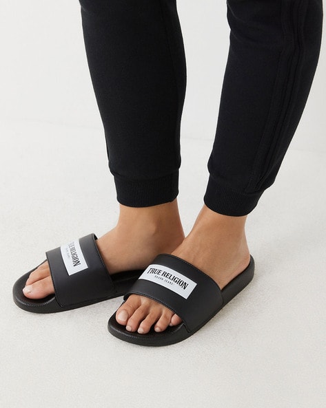 Brand Print Open Toe Slides