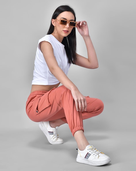 Buy QRious Womens Cotton Twill Regular Fit Jogger Pants Online Sale India