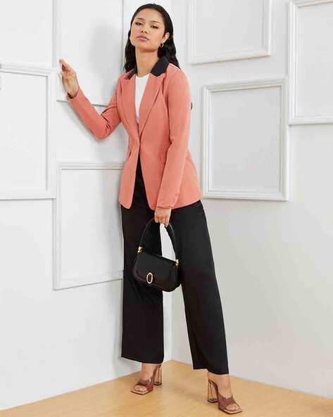 Single-Breasted Blazer with Notched Lapel