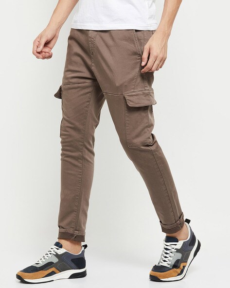 Cargo Trousers For Men 6 Pocket in Cotton Chocolate Brown Color