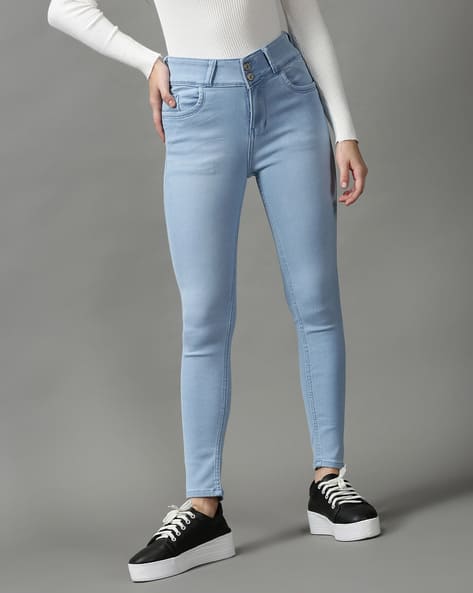 Mid Rise Ajio Jeans Womens Shein Full Length High Rise Mid Wash