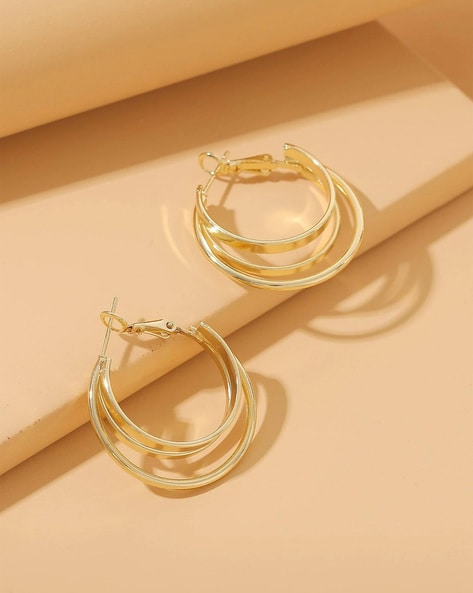 Elegant Gold Plated Hoop Earrings For Girls Online|Kollam Supreme