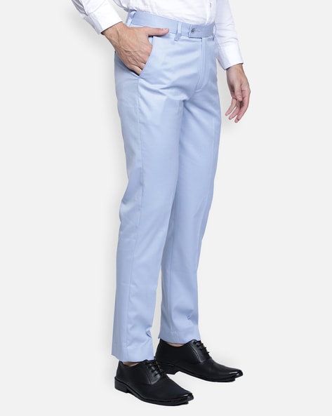 Buy Coco Trend Mens 4 Way Lycra Heavy JSN Knitted Casual & Formal Trousers/ Pants (Color: Sky Blue, Size: 38) at Amazon.in