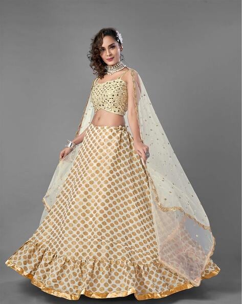 White Gold Floral Lehenga Set – Seema Gujral