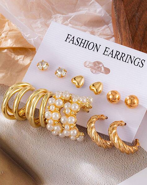 Gold hoop earrings set 3 pair earrings metal lever back posts hollow hoops  | eBay