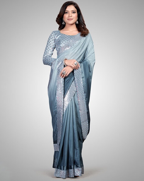 Buy Grey Party Wear Georgette Saree Online In India | Me99