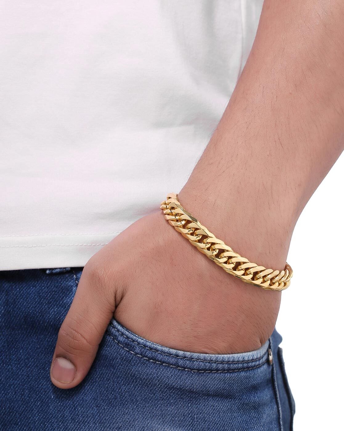 14k Yellow Gold Plated Miami Cuban Bracelet 5m lobster lock men women hand  chain | eBay