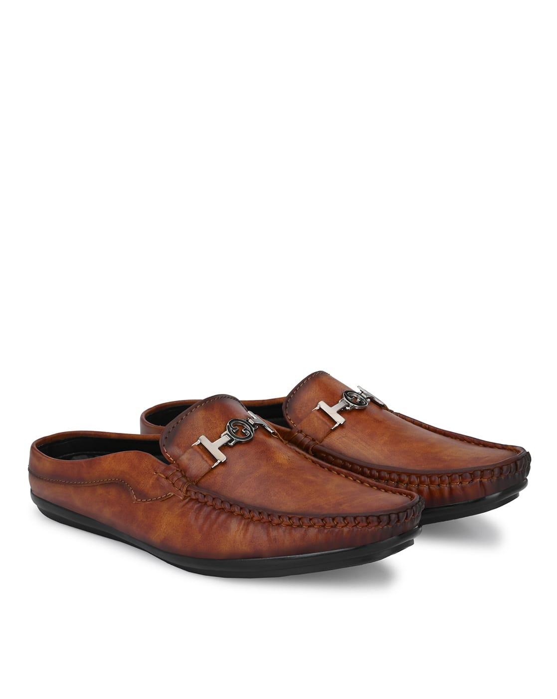 Buy AZZARO BLACK Slip-On Loafers with Metal Ac Online | Ajio.com
