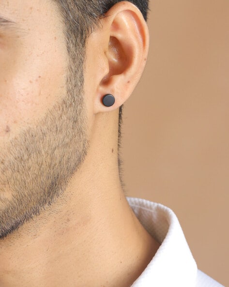Peora 8 mm Stainless Steel Black Stud Earrings For Men Boys  Amazonin  Fashion