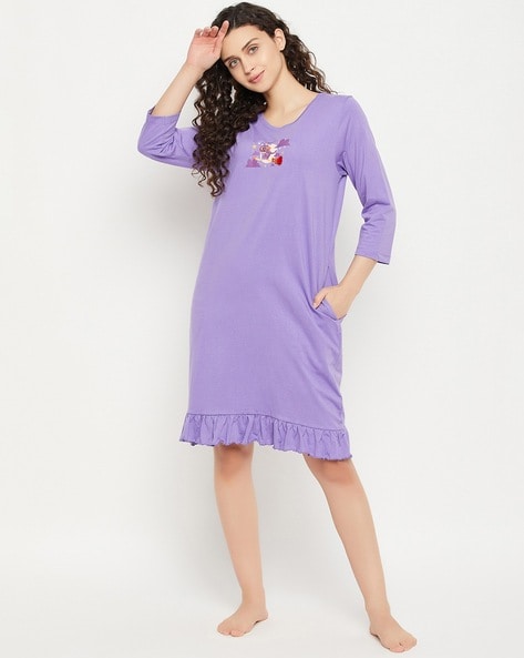 Buy Clovia Women's Cotton Spaghetti Short Nightdress with Teddy Print  (NS1216P01_Grey_S) at Amazon.in