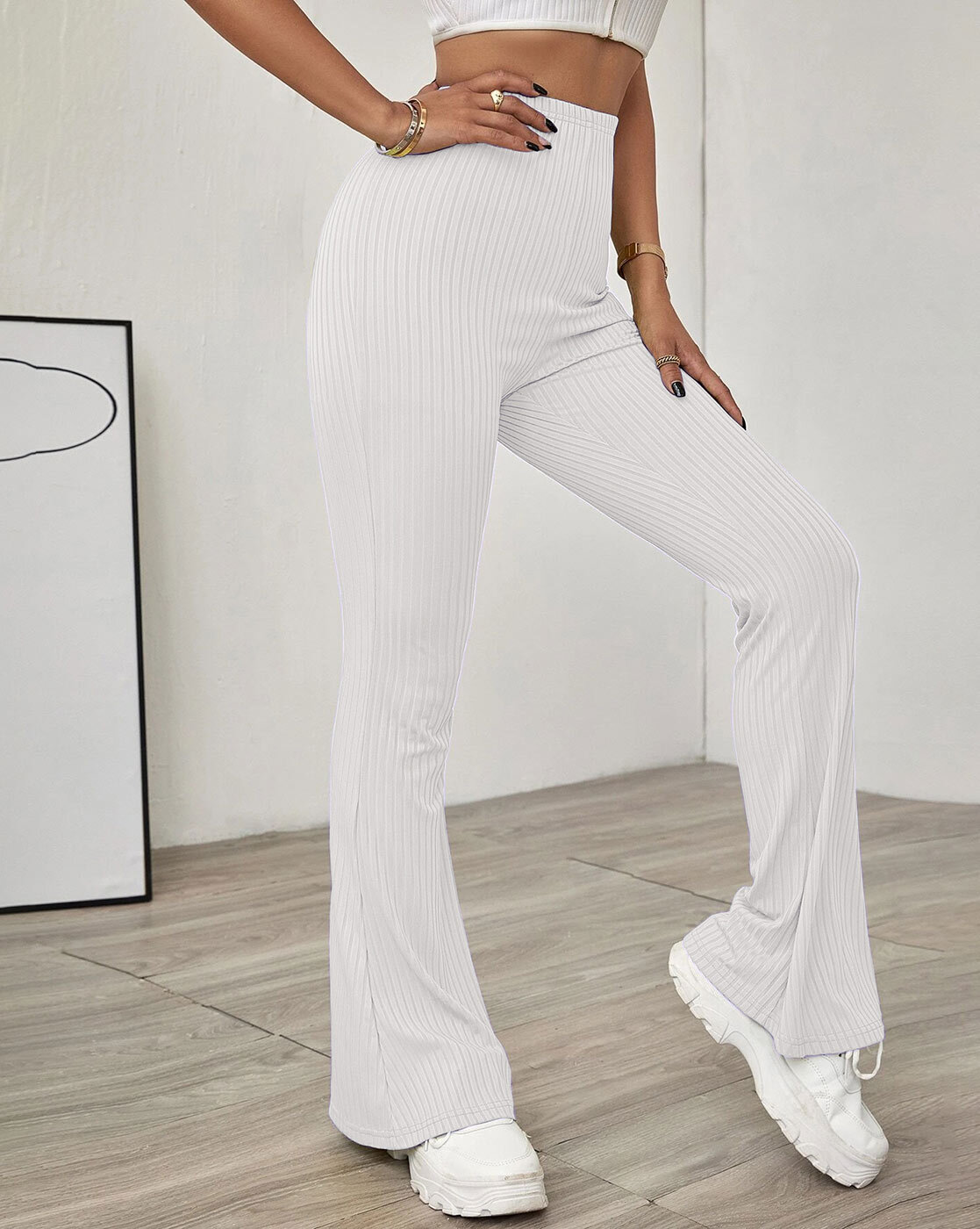 Buy Stylish High Waist Bell BottomWide LegBootcut Trouser for Women   Girls White at Amazonin