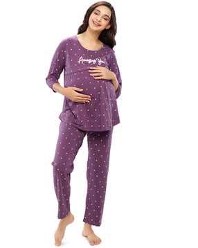 zeyo Typographic Pattern Nightwear Set-picture-33