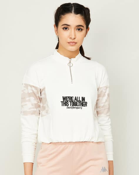 Half Zip Kappa White Sweater Buy Off White Sweatshirt Hoodies For