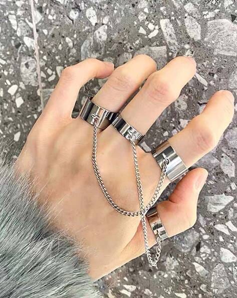 1set Gold Metal Resin Chain Rings Geometric Vintage Finger Ring Wedding  Gifts Je | eBay