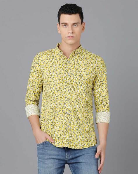 Floral store yellow shirt