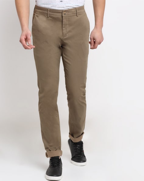 Buy Cantabil Printed Khaki Regular Fit Trouser Online
