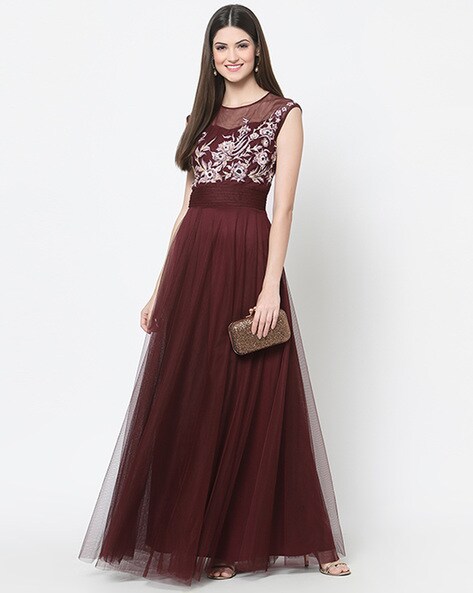 Buy Indian Latest Red Gown Online at Ethnic Plus at Best Price