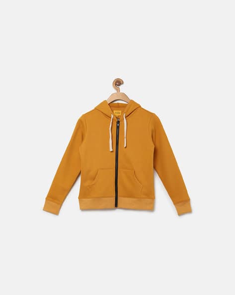 Ribbed Hem Zip-Front Hoodie