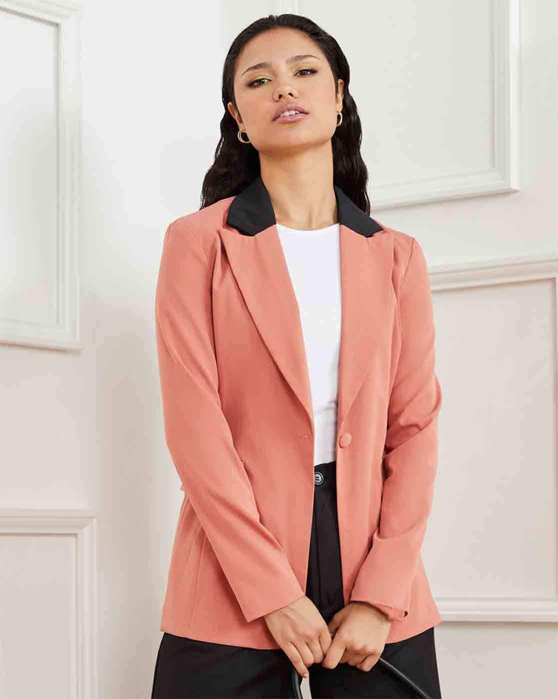 Buy Peach Blazers Waistcoats for Women by Styli Online