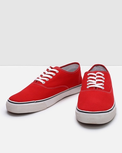 Red slip on canvas on sale shoes