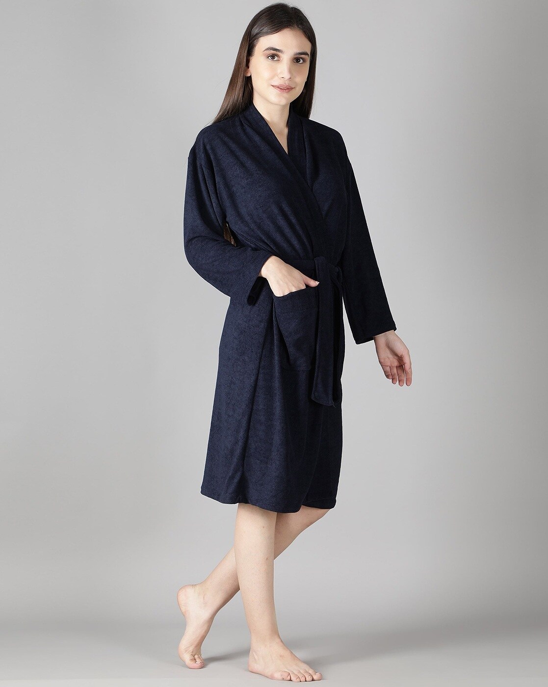John Lewis Frosted Fleece Rib Dressing Gown, Grey at John Lewis & Partners