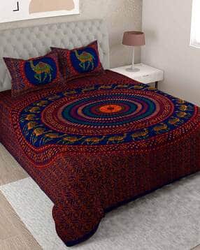 uniqchoice Printed King Size Bedsheet with 2 Pillow Covers-picture-11