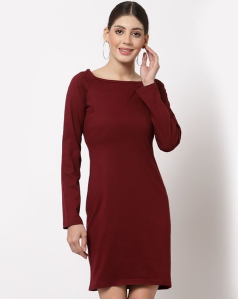 Buy LAYERED-HEM RED BODYCON DRESS for Women Online in India