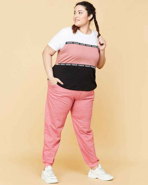 Plus size pink online joggers