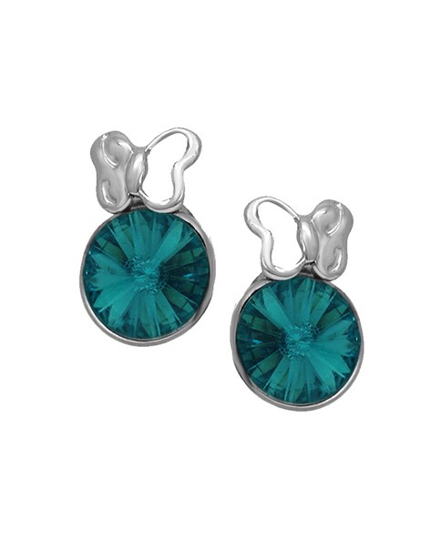 Pyramid & Precious Sterling Silver Aqua Blue Chalcedony Gemstone Earring,  Size: 10 mm at Rs 500/pair in Jaipur