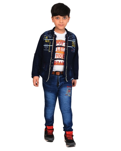 Boys Street Dance Denim Shirt Loose Jeans Girls Hip Hop Jacket Joggers  Pants Kids Streetwear Jazz Clothes Sets Child Costumes