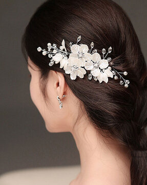 5 Pcs Pearl Flower Hair Pins Retro Hair Clips Hair Accessories For Women  Girls Hair Clip White