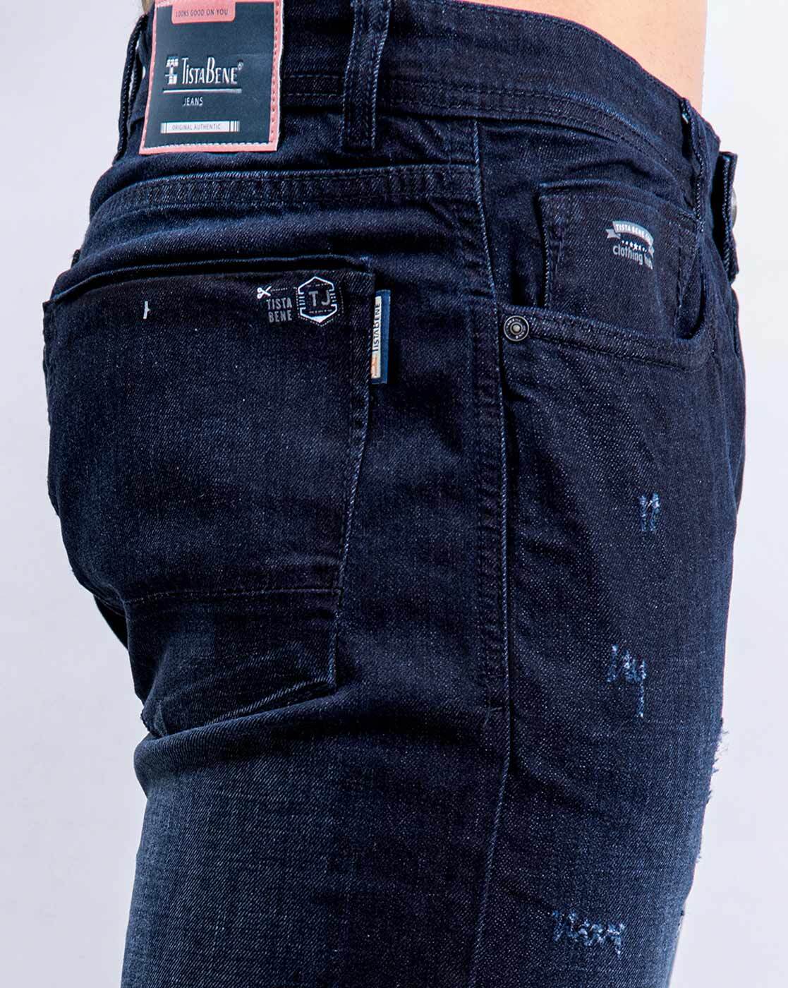 Buy Dark Navy Jeans for Men by Tistabene Online