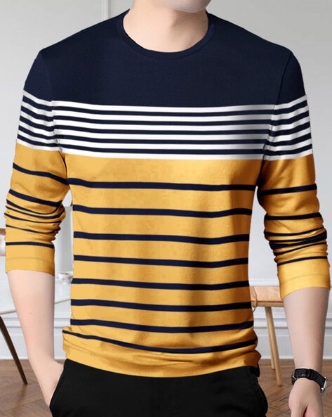 Orange and yellow cheap striped long sleeve shirt