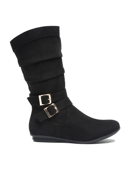 Black boots with outlet buckles womens