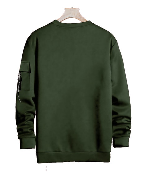 Army green crew top neck sweatshirt