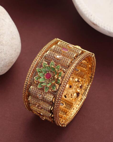 AD work rose gold finish broad bracelet with screws. DM for more  information. #imitationjewellery #indianjewellery #festivalwea… | Rose  gold, Gold, American diamond