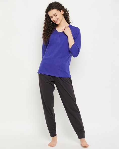 Womens blue jogger online set