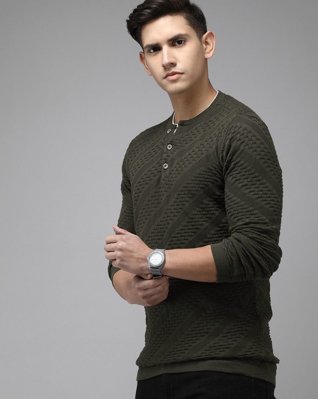 THE BEAR HOUSE Textured Slim Fit Pullover