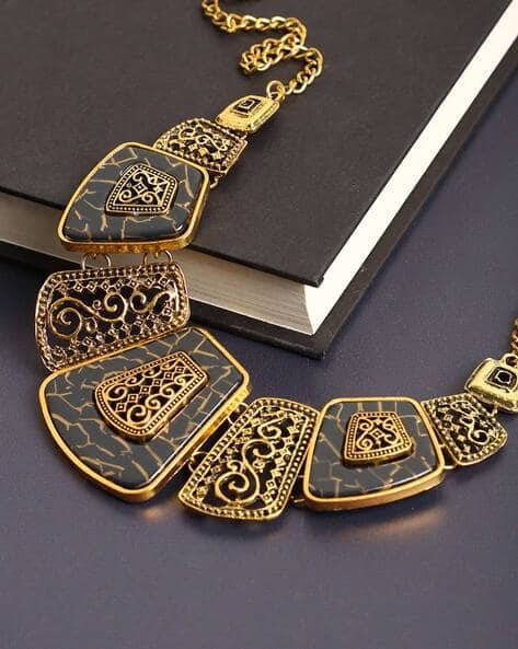 Sohi Gold-Plated Stone-Studded Short Necklace