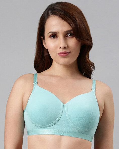 Buy Enamor A039 T-Shirt Cotton Bra Padded & Wirefree - Blue online