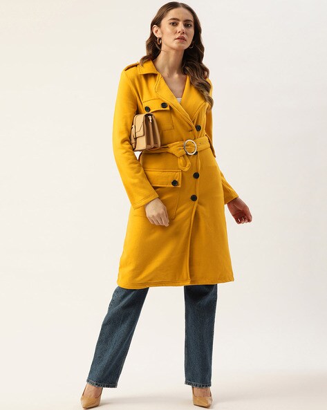 Mustard belted outlet coat