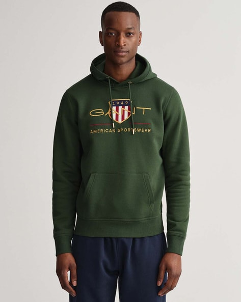 Green hot sale gant hoodie